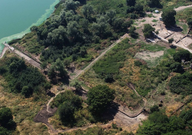 Aerial of the Little Harbor:This aerial shows about a third of the excavated site—a section archaeologists call the "little harbor"